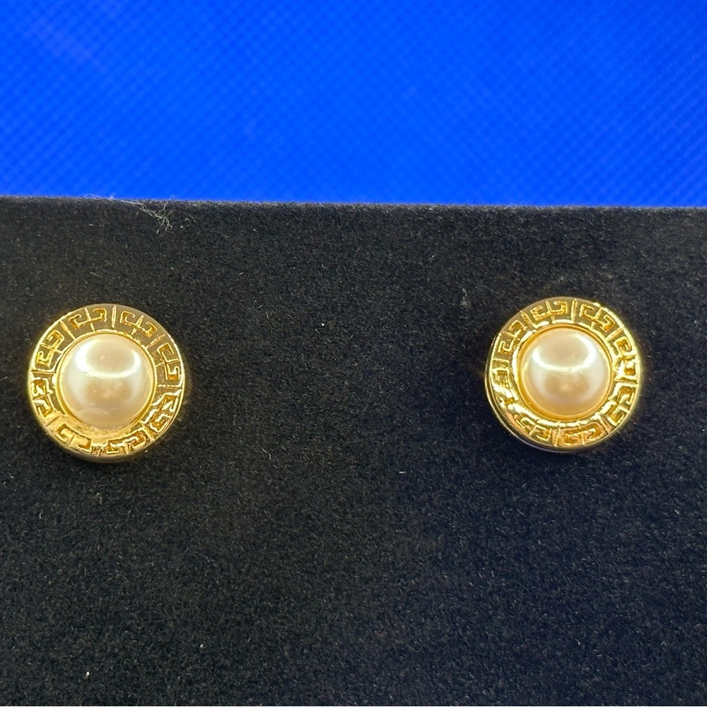 GIVENCHY pierced gold and pearl earrings